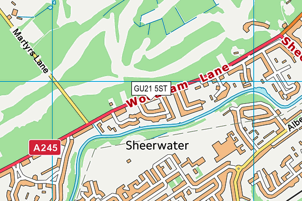 GU21 5ST map - OS VectorMap District (Ordnance Survey)