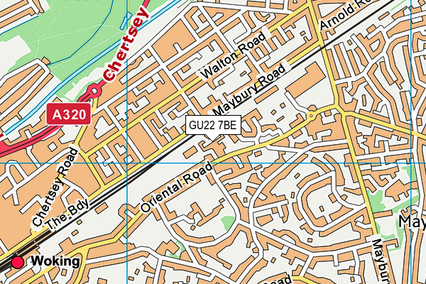 GU22 7BE map - OS VectorMap District (Ordnance Survey) GU22 7BE map - OS VectorMap District (Ordnance Survey)