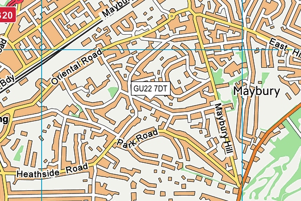 GU22 7DT map - OS VectorMap District (Ordnance Survey) GU22 7DT map - OS VectorMap District (Ordnance Survey)