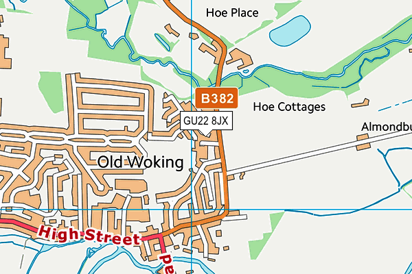 GU22 8JX map - OS VectorMap District (Ordnance Survey)