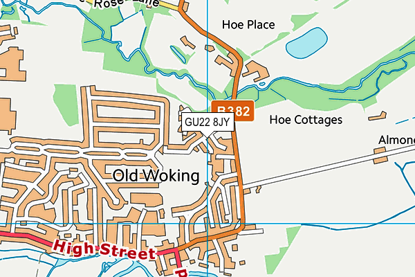 GU22 8JY map - OS VectorMap District (Ordnance Survey) GU22 8JY map - OS VectorMap District (Ordnance Survey)