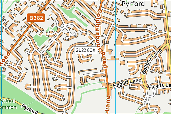 GU22 8QX map - OS VectorMap District (Ordnance Survey) GU22 8QX map - OS VectorMap District (Ordnance Survey)