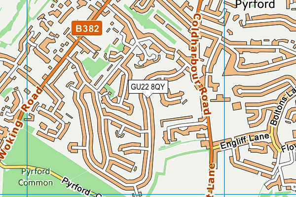 GU22 8QY map - OS VectorMap District (Ordnance Survey) GU22 8QY map - OS VectorMap District (Ordnance Survey)