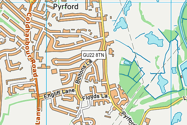 GU22 8TN map - OS VectorMap District (Ordnance Survey) GU22 8TN map - OS VectorMap District (Ordnance Survey)