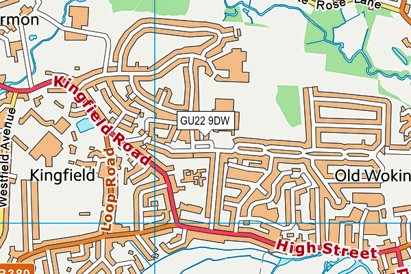 GU22 9DW map - OS VectorMap District (Ordnance Survey) GU22 9DW map - OS VectorMap District (Ordnance Survey)