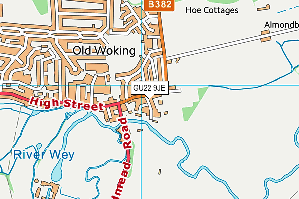 GU22 9JE map - OS VectorMap District (Ordnance Survey) GU22 9JE map - OS VectorMap District (Ordnance Survey)