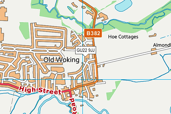 GU22 9JJ map - OS VectorMap District (Ordnance Survey) GU22 9JJ map - OS VectorMap District (Ordnance Survey)