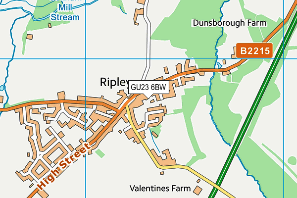 GU23 6BW map - OS VectorMap District (Ordnance Survey) GU23 6BW map - OS VectorMap District (Ordnance Survey)
