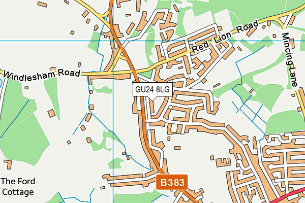 GU24 8LG map - OS VectorMap District (Ordnance Survey) GU24 8LG map - OS VectorMap District (Ordnance Survey)