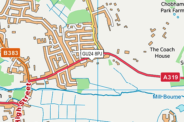 GU24 8PJ map - OS VectorMap District (Ordnance Survey) GU24 8PJ map - OS VectorMap District (Ordnance Survey)