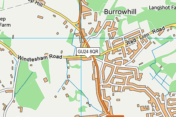 GU24 8QR map - OS VectorMap District (Ordnance Survey) GU24 8QR map - OS VectorMap District (Ordnance Survey)