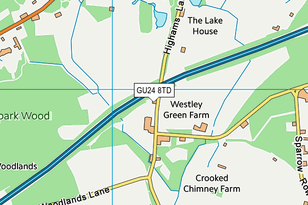 GU24 8TD map - OS VectorMap District (Ordnance Survey) GU24 8TD map - OS VectorMap District (Ordnance Survey)