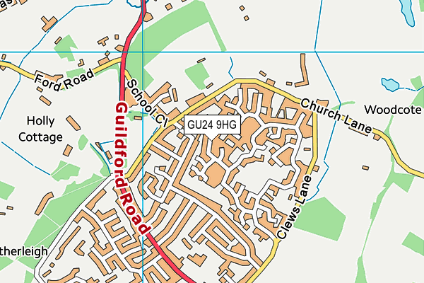 GU24 9HG map - OS VectorMap District (Ordnance Survey) GU24 9HG map - OS VectorMap District (Ordnance Survey)