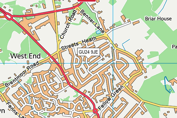 GU24 9JE map - OS VectorMap District (Ordnance Survey) GU24 9JE map - OS VectorMap District (Ordnance Survey)