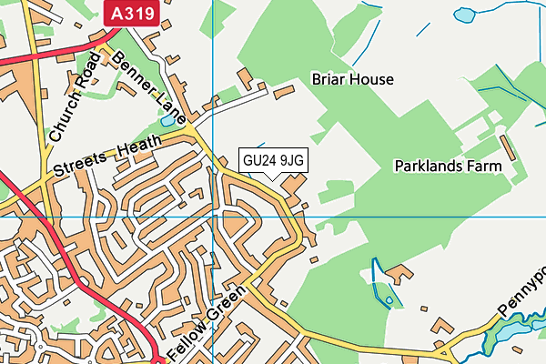 GU24 9JG map - OS VectorMap District (Ordnance Survey) GU24 9JG map - OS VectorMap District (Ordnance Survey)