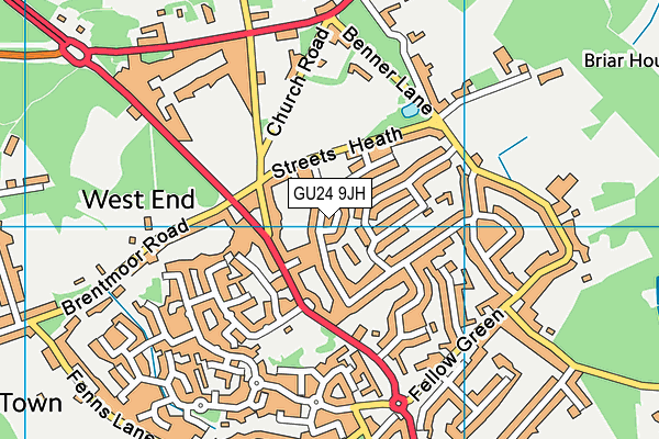 GU24 9JH map - OS VectorMap District (Ordnance Survey) GU24 9JH map - OS VectorMap District (Ordnance Survey)