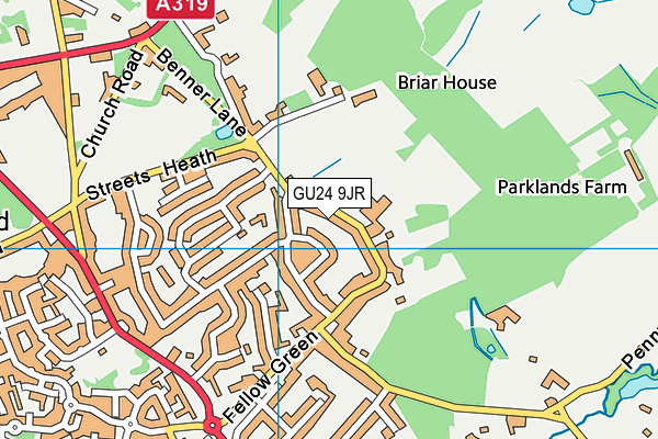 GU24 9JR map - OS VectorMap District (Ordnance Survey) GU24 9JR map - OS VectorMap District (Ordnance Survey)