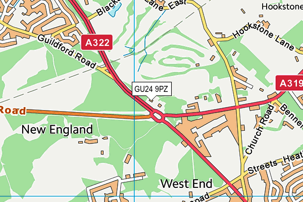 GU24 9PZ map - OS VectorMap District (Ordnance Survey) GU24 9PZ map - OS VectorMap District (Ordnance Survey)