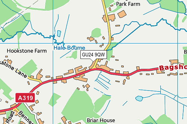 GU24 9QW map - OS VectorMap District (Ordnance Survey) GU24 9QW map - OS VectorMap District (Ordnance Survey)