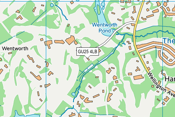 GU25 4LB map - OS VectorMap District (Ordnance Survey) GU25 4LB map - OS VectorMap District (Ordnance Survey)