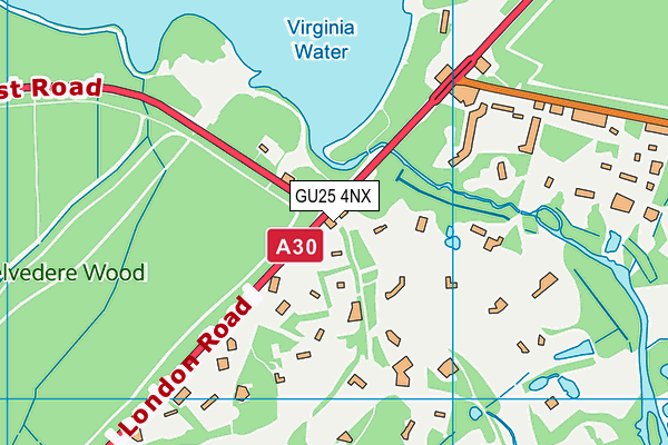 GU25 4NX map - OS VectorMap District (Ordnance Survey) GU25 4NX map - OS VectorMap District (Ordnance Survey)