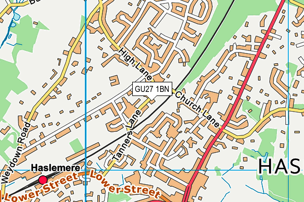 GU27 1BN map - OS VectorMap District (Ordnance Survey) GU27 1BN map - OS VectorMap District (Ordnance Survey)