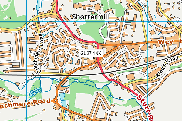 GU27 1NX map - OS VectorMap District (Ordnance Survey) GU27 1NX map - OS VectorMap District (Ordnance Survey)