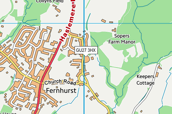GU27 3HX map - OS VectorMap District (Ordnance Survey) GU27 3HX map - OS VectorMap District (Ordnance Survey)