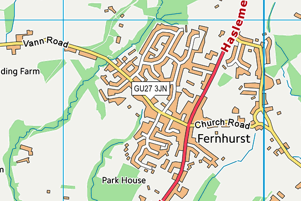 GU27 3JN map - OS VectorMap District (Ordnance Survey)