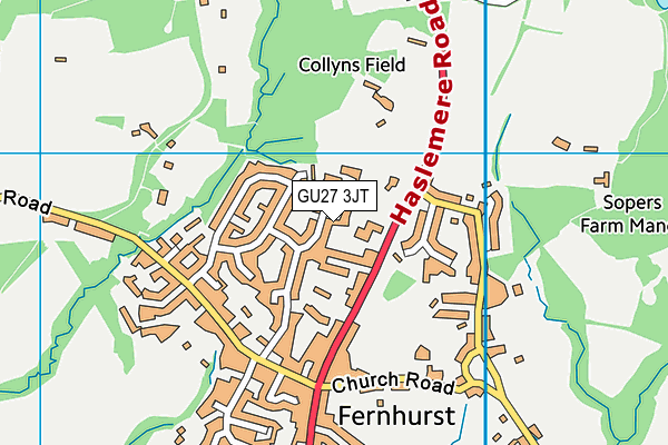 GU27 3JT map - OS VectorMap District (Ordnance Survey) GU27 3JT map - OS VectorMap District (Ordnance Survey)