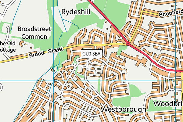 GU3 3BA map - OS VectorMap District (Ordnance Survey) GU3 3BA map - OS VectorMap District (Ordnance Survey)