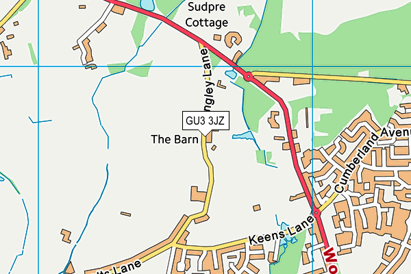 GU3 3JZ map - OS VectorMap District (Ordnance Survey) GU3 3JZ map - OS VectorMap District (Ordnance Survey)