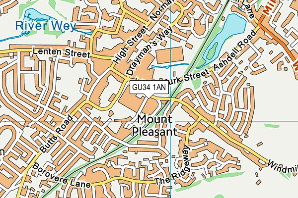 GU34 1AN map - OS VectorMap District (Ordnance Survey)