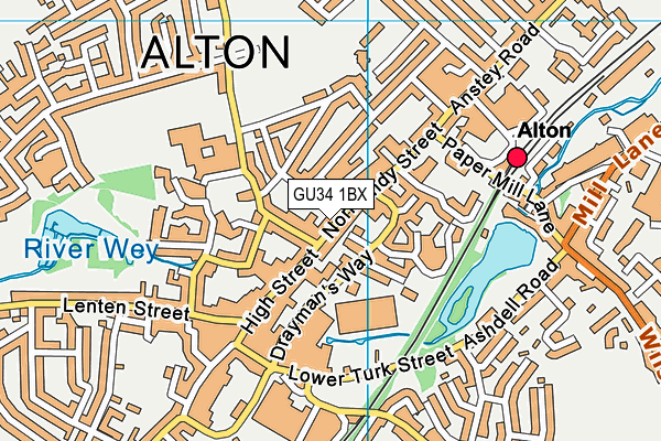 GU34 1BX map - OS VectorMap District (Ordnance Survey) GU34 1BX map - OS VectorMap District (Ordnance Survey)