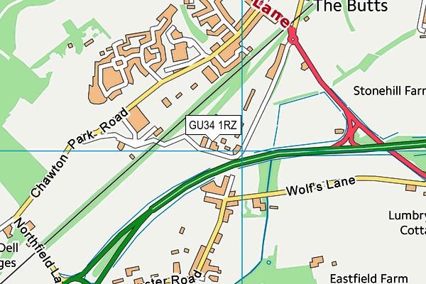 GU34 1RZ map - OS VectorMap District (Ordnance Survey)