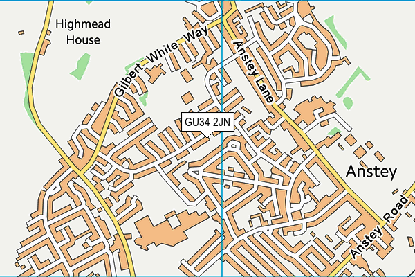 GU34 2JN map - OS VectorMap District (Ordnance Survey) GU34 2JN map - OS VectorMap District (Ordnance Survey)