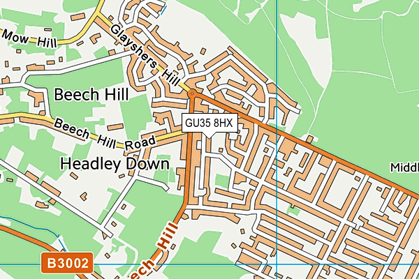 GU35 8HX map - OS VectorMap District (Ordnance Survey) GU35 8HX map - OS VectorMap District (Ordnance Survey)
