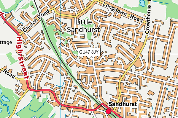 GU47 8JY map - OS VectorMap District (Ordnance Survey) GU47 8JY map - OS VectorMap District (Ordnance Survey)