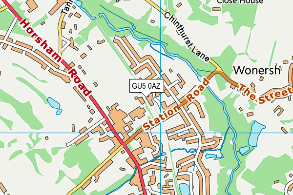 GU5 0AZ map - OS VectorMap District (Ordnance Survey) GU5 0AZ map - OS VectorMap District (Ordnance Survey)