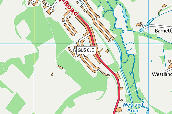 GU5 0JE map - OS VectorMap District (Ordnance Survey) GU5 0JE map - OS VectorMap District (Ordnance Survey)