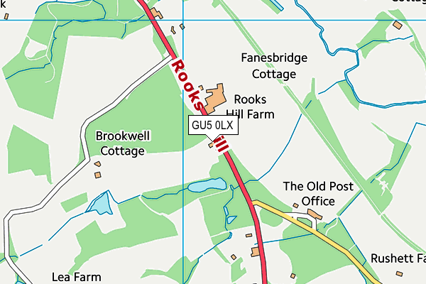 GU5 0LX map - OS VectorMap District (Ordnance Survey) GU5 0LX map - OS VectorMap District (Ordnance Survey)