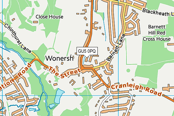 GU5 0PQ map - OS VectorMap District (Ordnance Survey) GU5 0PQ map - OS VectorMap District (Ordnance Survey)