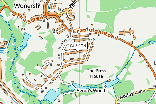 GU5 0QN map - OS VectorMap District (Ordnance Survey)