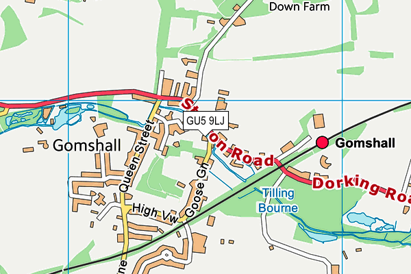 GU5 9LJ map - OS VectorMap District (Ordnance Survey) GU5 9LJ map - OS VectorMap District (Ordnance Survey)