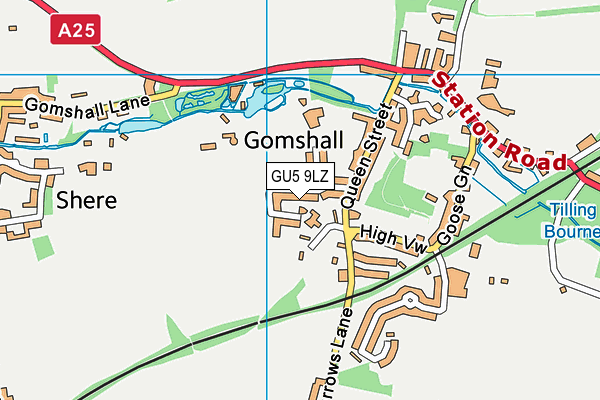 GU5 9LZ map - OS VectorMap District (Ordnance Survey) GU5 9LZ map - OS VectorMap District (Ordnance Survey)