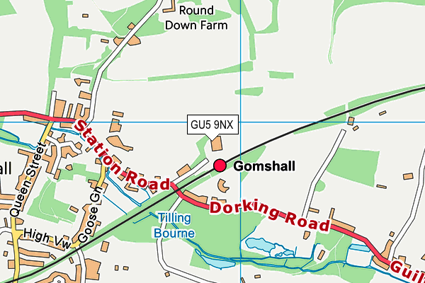 GU5 9NX map - OS VectorMap District (Ordnance Survey) GU5 9NX map - OS VectorMap District (Ordnance Survey)