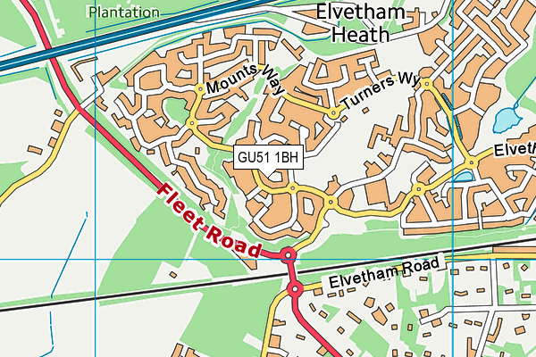 GU51 1BH map - OS VectorMap District (Ordnance Survey) GU51 1BH map - OS VectorMap District (Ordnance Survey)