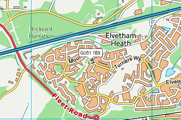 GU51 1BX map - OS VectorMap District (Ordnance Survey)