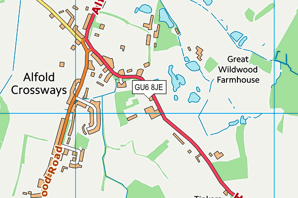 GU6 8JE map - OS VectorMap District (Ordnance Survey) GU6 8JE map - OS VectorMap District (Ordnance Survey)