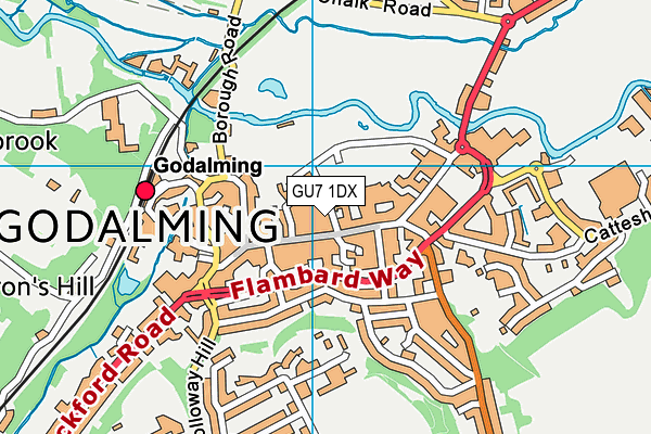 GU7 1DX map - OS VectorMap District (Ordnance Survey) GU7 1DX map - OS VectorMap District (Ordnance Survey)